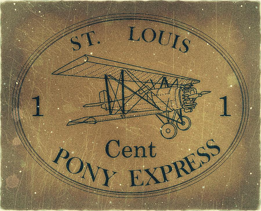 1909 - St Louis Pony Express - One Cent - Mail Art Post Digital Art by Fred Larucci