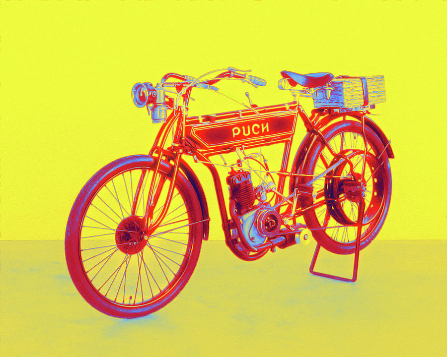 1910 1923 Puch LM  - Neon Colored Digital Art by Celestial Images