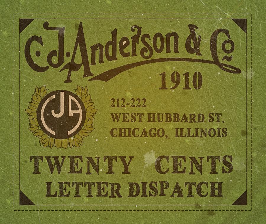 1910 C.J. Anderson Company - 20cts. Green - Letter Dispatch - Mail Art Post Digital Art by Fred Larucci