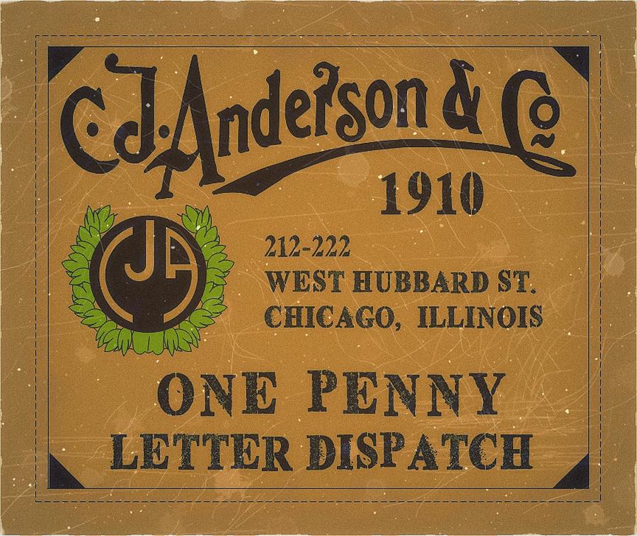 1910 C.J. Anderson Company - One Penny - Letter Dispatch - Mail Art Post Digital Art by Fred Larucci
