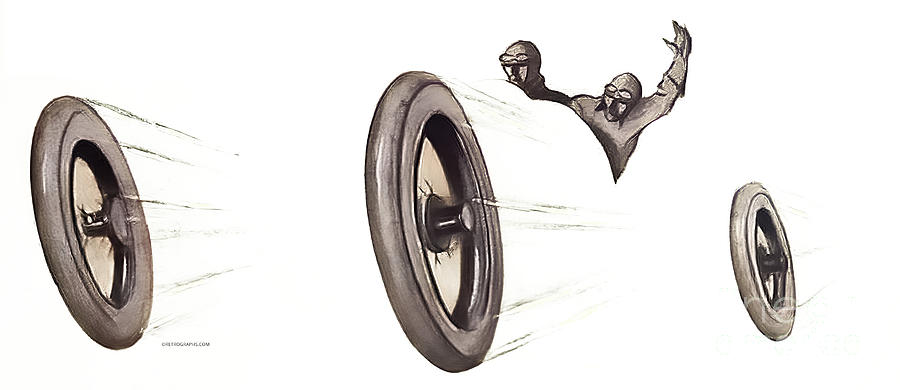 Vintage Drawing - 1910s Pirelli Two-Man Racer Illustration by Piero Todeschini