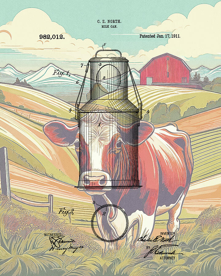 1911 Milk Can Patent Farmhouse Art Mixed Media by Dan Sproul 1911 Milk Can Patent Farmhouse Art Mixed Media by Dan Sproul