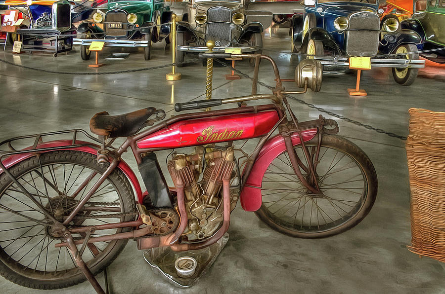Lights On For A Classic 1912 Indian Bike Photograph by Thom Zehrfeld