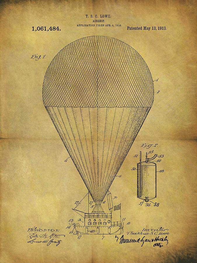 1913 Hot Air Balloon Patent Drawing