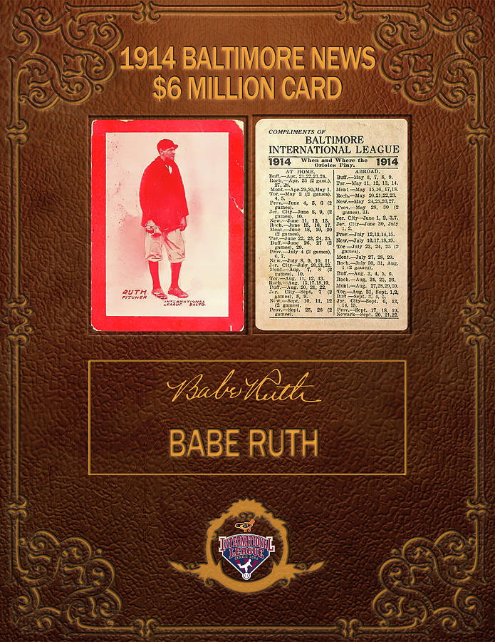 1914 Babe Ruth 6 6m Card Digital Art By Wayne Taylor Fine Art America