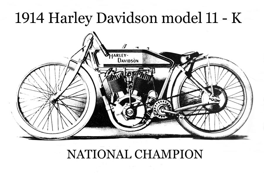 1914 Harley Davidson model 11 K Mixed Media by David Lee Thompson