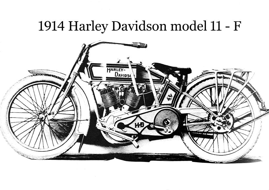 1914 Harley Davidson motorcycle Mixed Media by David Lee Thompson