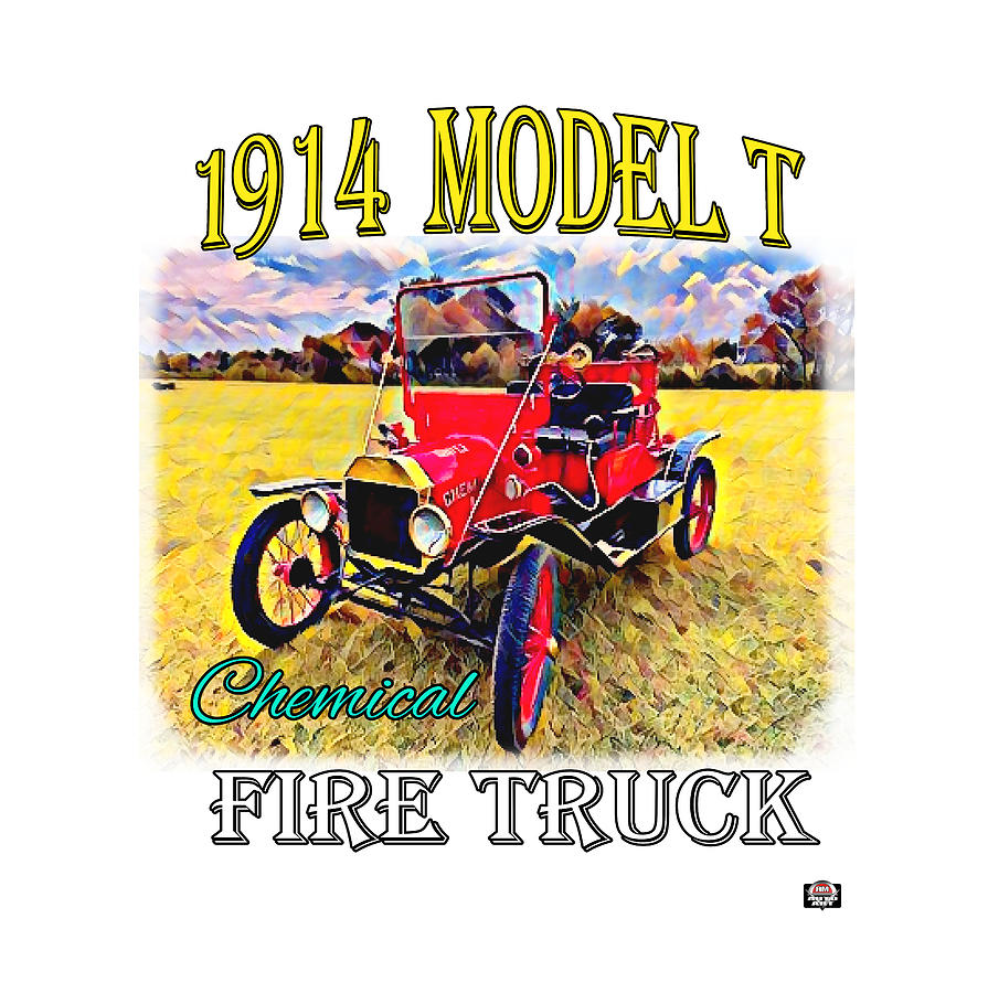Vintage Digital Art - 1914 Model T Ford Chemical Fire Truck by Richard Mordecki