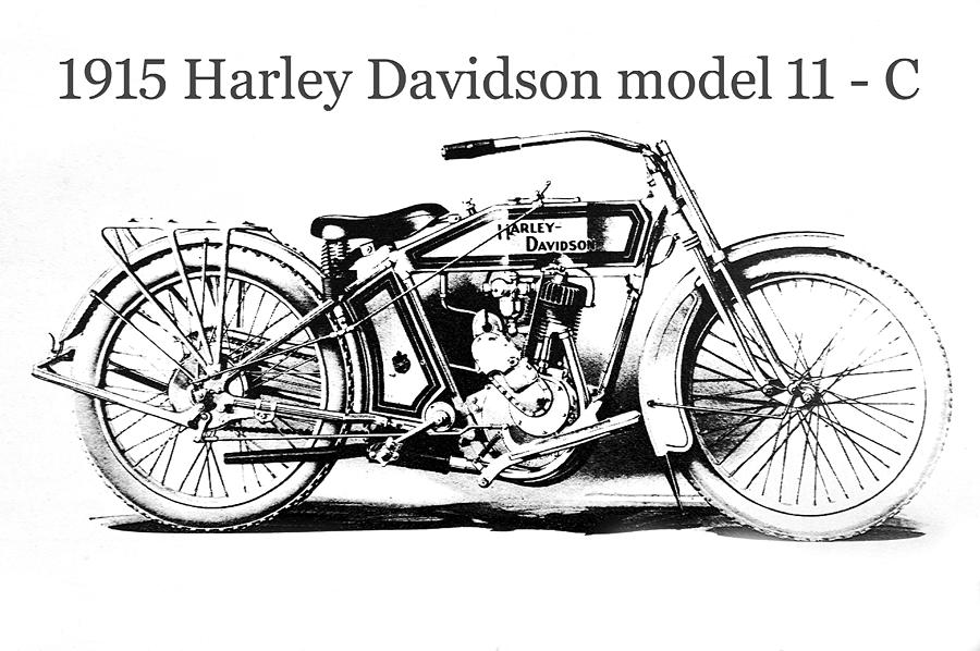 1915 Harley Davidson model 11 C Mixed Media by David Lee Thompson