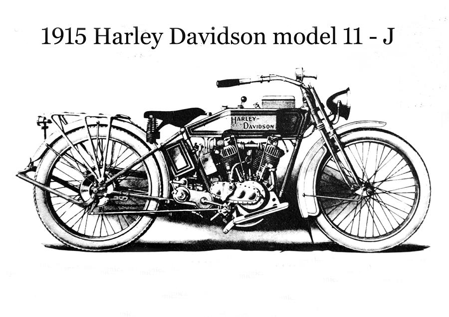 1915 Harley Davidson model 11 J Mixed Media by David Lee Thompson