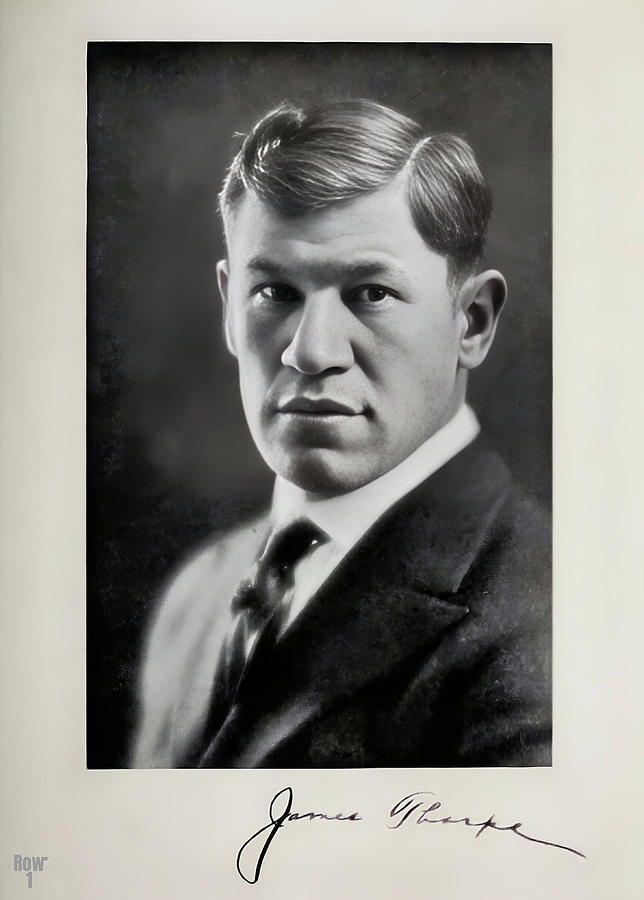 1915 Jim Thorpe Photo with Signature Mixed Media by Row One Brand