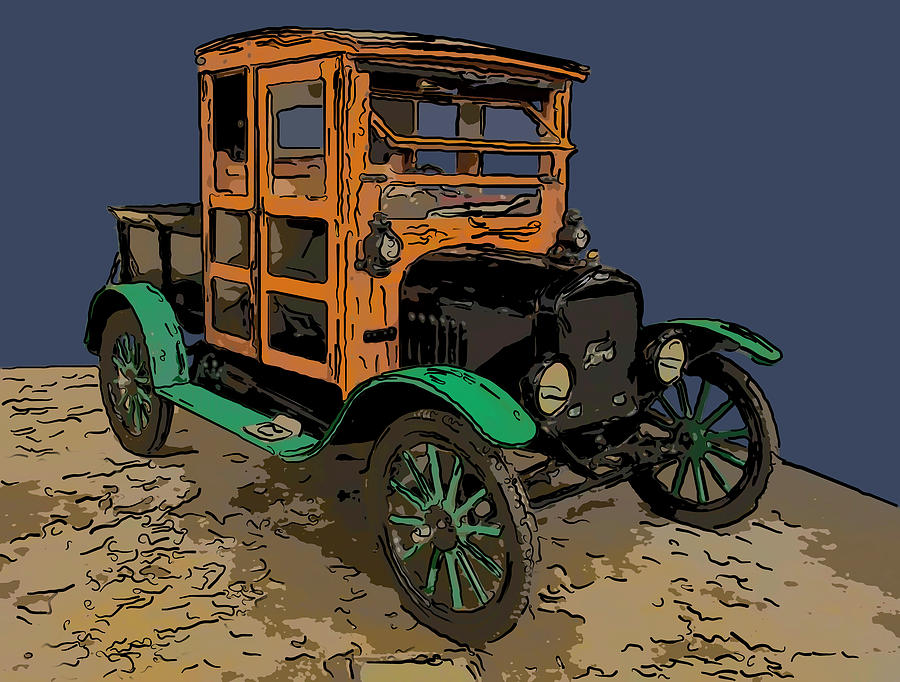 Ford Drawing - 1917 Ford Model T Truck Digital drawing by Flees Photos