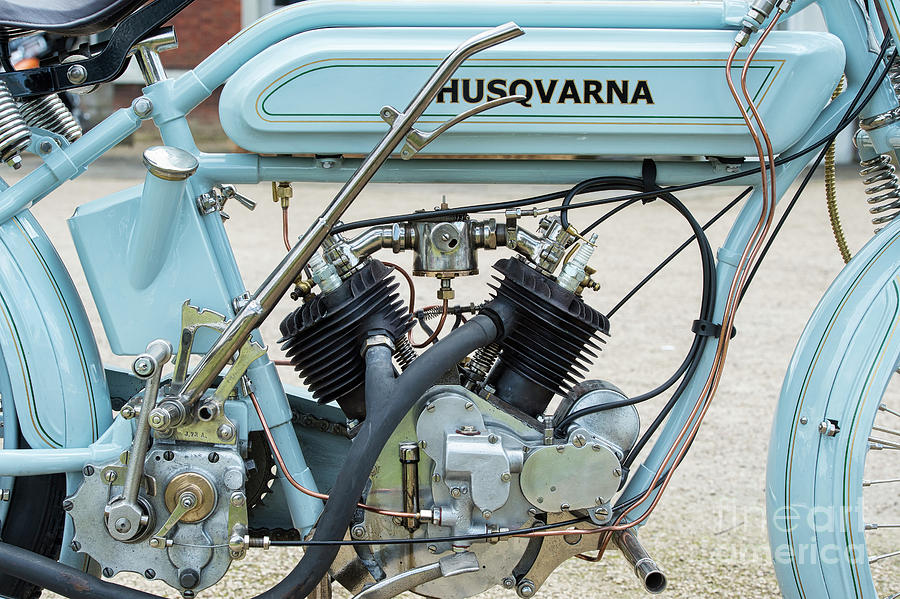 1917 Husqvarna Motorcycle Detail Photograph by Tim Gainey
