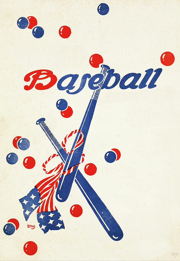 1919 Baseball Art Mixed Media by Row One Brand