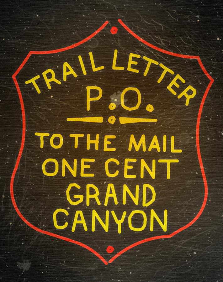 1919 Grand Canyon Union PO - Trail Letter Post - 1ct. Black Stamp -  Mail Art Digital Art by Fred Larucci