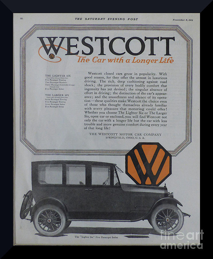 1919 Westcott Advertisement Poster Digital Art by Charles Robinson