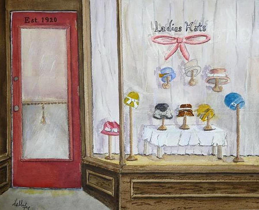 1920s Little Hat shop Painting by Kelly Mills