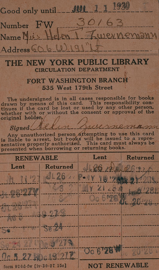 1920s NYC Library Card Photograph by John Quinn