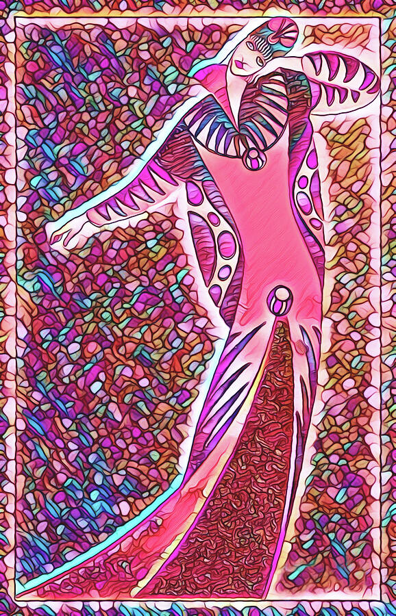 1920s Pink Fashion Model Faux Stained Glass Window  Mixed Media by Shelli Fitzpatrick