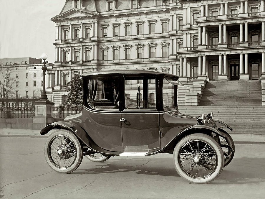 1921 Detroit Electric Car BW Photograph by DK Digital