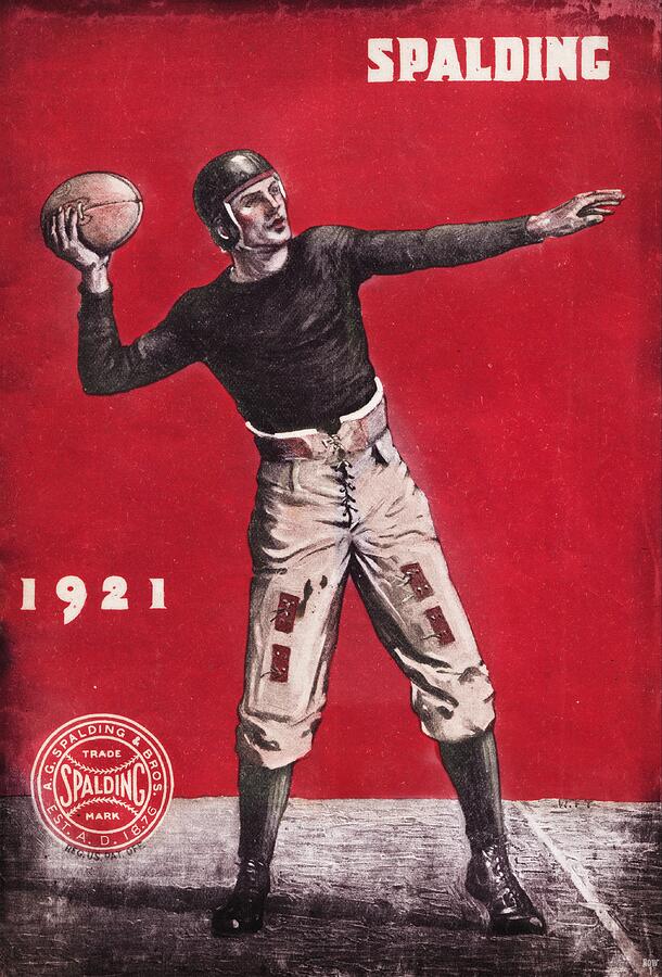 1921 Spalding Vintage Football Art Mixed Media by Row One Brand