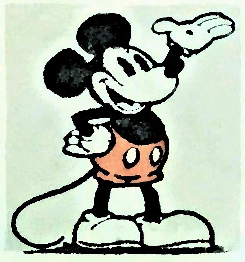 1923 Mickey Mouse Water Color Photograph by Rob Hans
