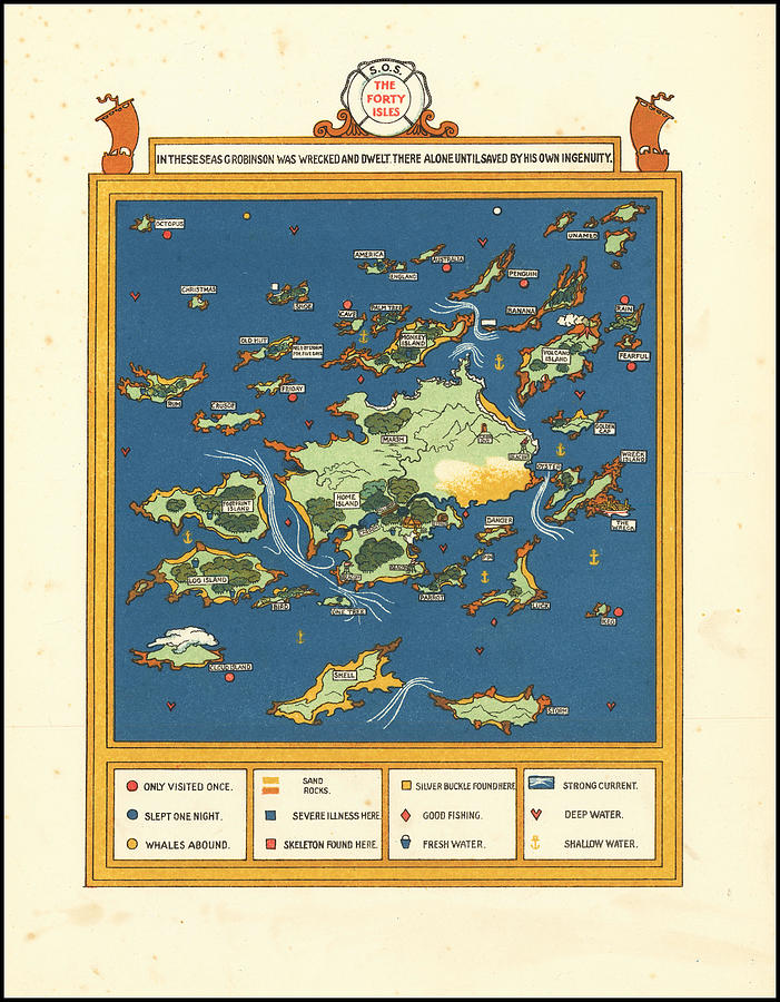 1924 Fantasy Pictorial Map - The Forty Isles Painting