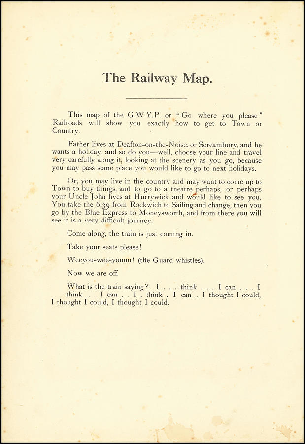 1924 Fantasy Pictorial Map - The Rail Way Map - Text Painting