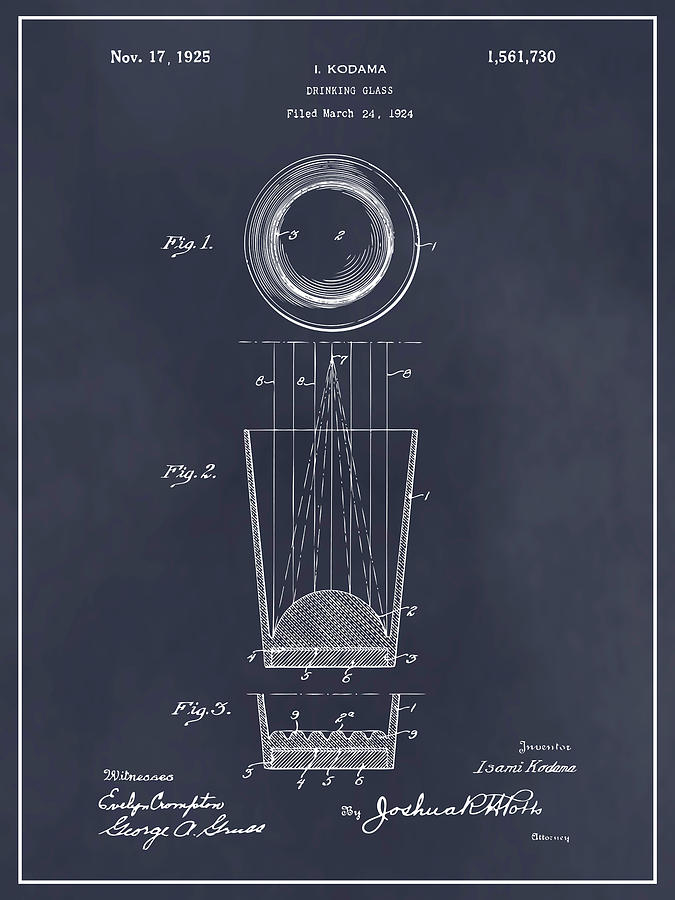 1924 Shot Glass Blackboard Patent Print Drawing by Greg Edwards