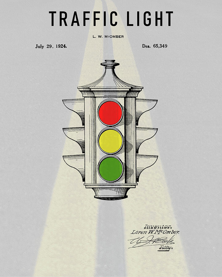 1924 Traffic Light Patent Drawing by Dan Sproul