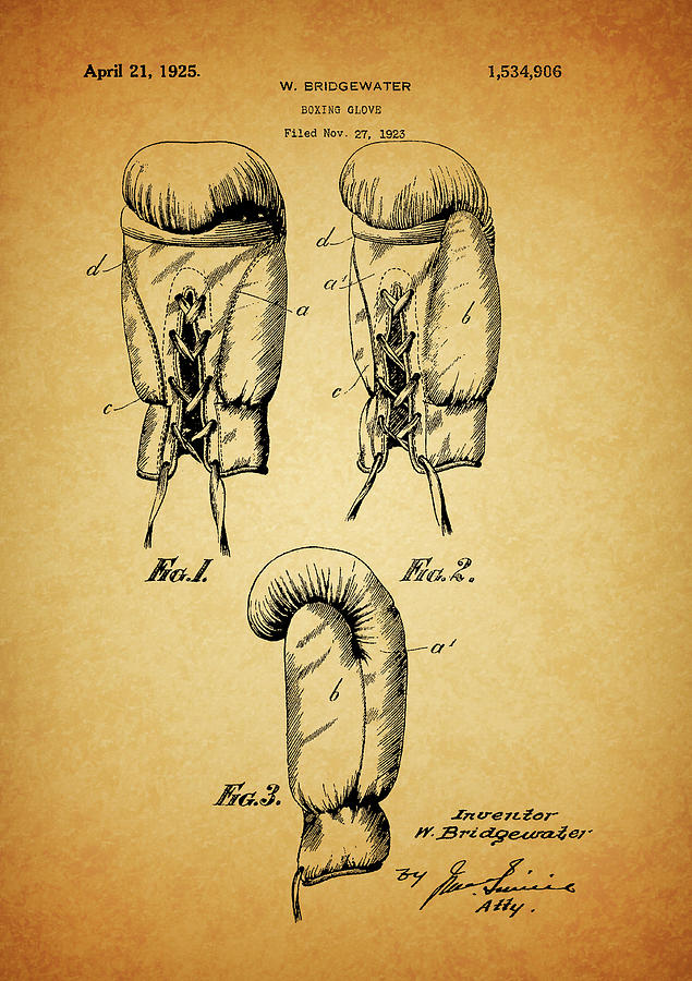1925 Boxing Gloves Patent Drawing