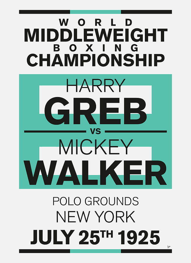 1925 MY Greb vs Walker Minimal Boxing Poster Digital Art by Chungkong Art
