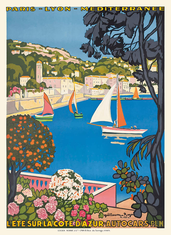 Cote D'Azur France 1966 French Seaside Travel Vintage Poster Print Retro Art