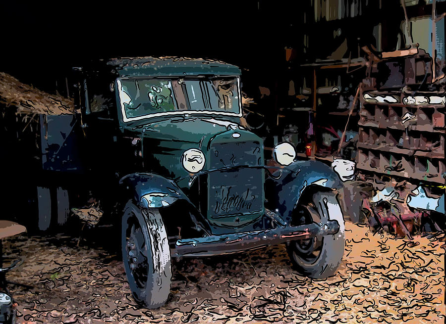 Ford Drawing - 1927 Ford Model TT Pickup truck Digital Oil by Flees Photos