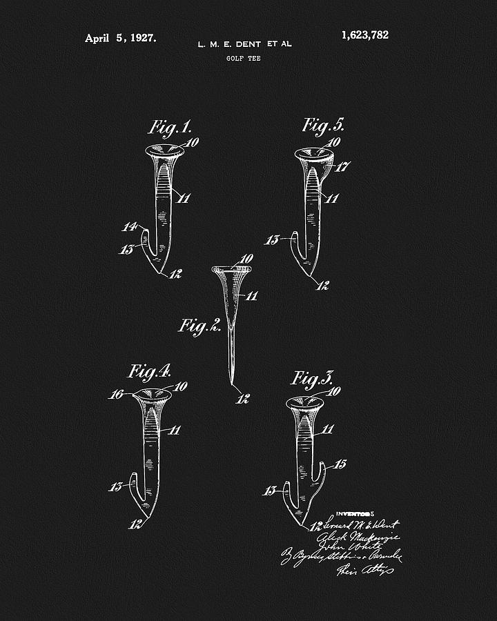 1927 Golf Tee Patent Drawing by Dan Sproul