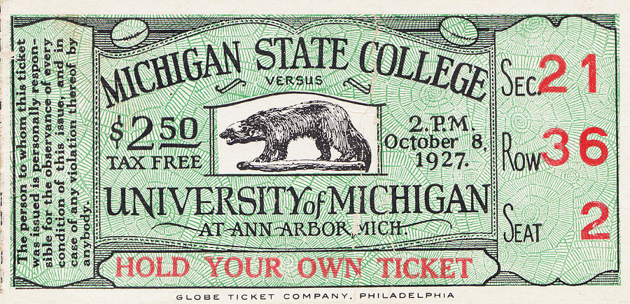 1927 Michigan State vs. Michigan Mixed Media by Row One Brand