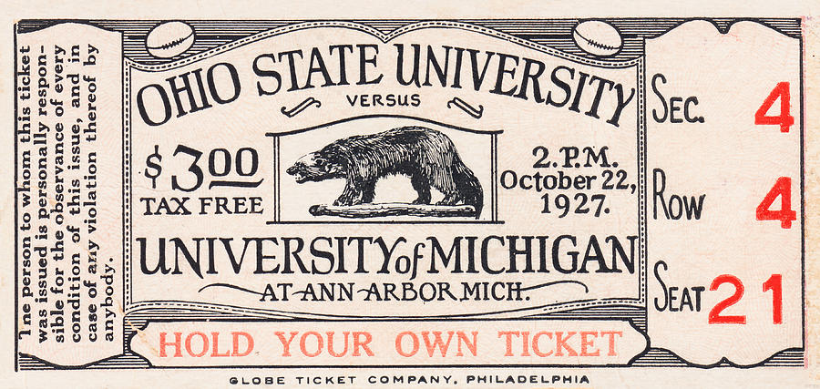 1927 Ohio State vs. Michigan Mixed Media by Row One Brand
