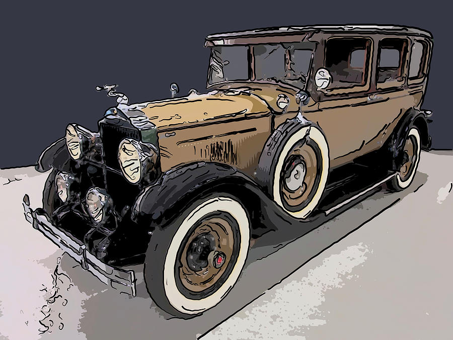 Classic Cars Drawing - 1927 Packard Digital drawing by Flees Photos