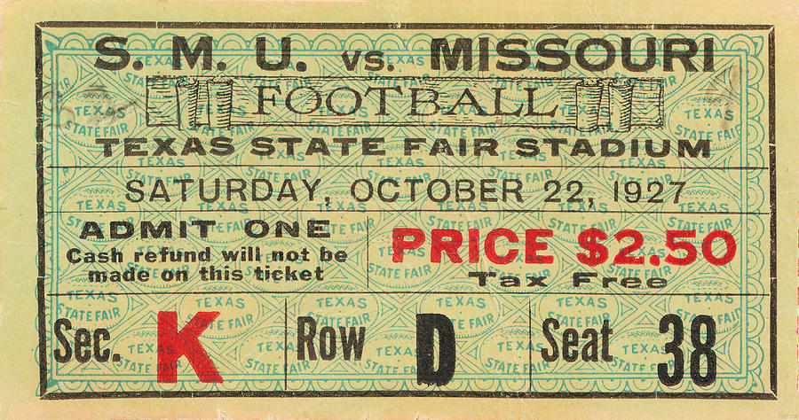 1927 SMU vs. Missouri Mixed Media by Row One Brand