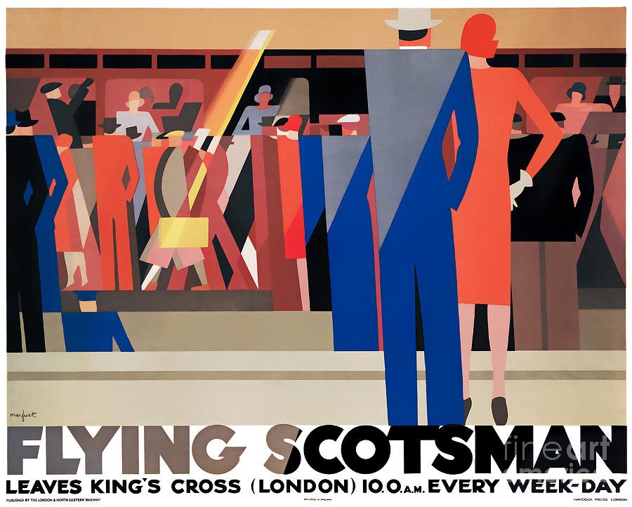 London Painting - 1928 Flying Scotsman train poster by Leo Marfurt by Lightworks