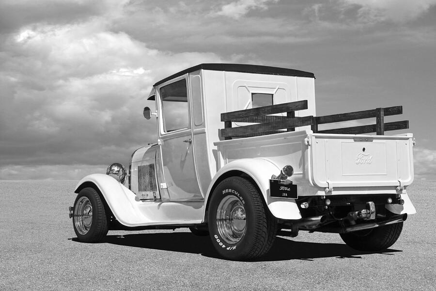 1928 Ford Model A Pickup Rear Black And White Photograph by Gill Billington