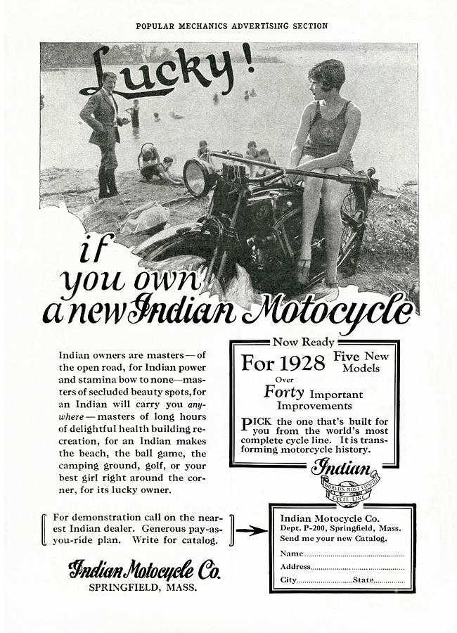 1928 Indian Motorcycle Ad Photograph by Ron Long