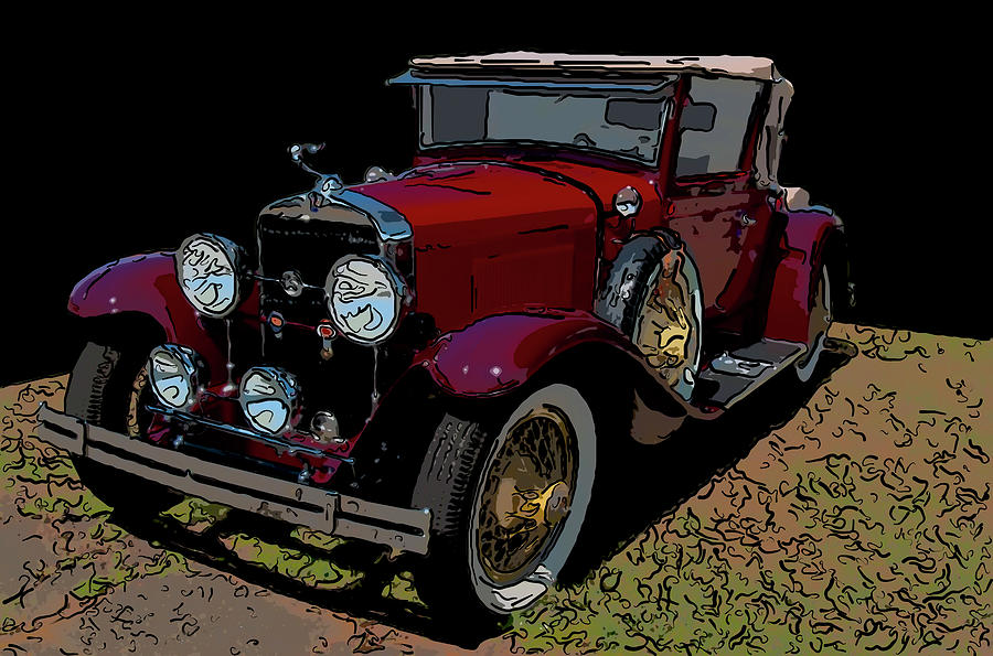 Classic Cars Drawing - 1928 LaSalle Digital drawing by Flees Photos