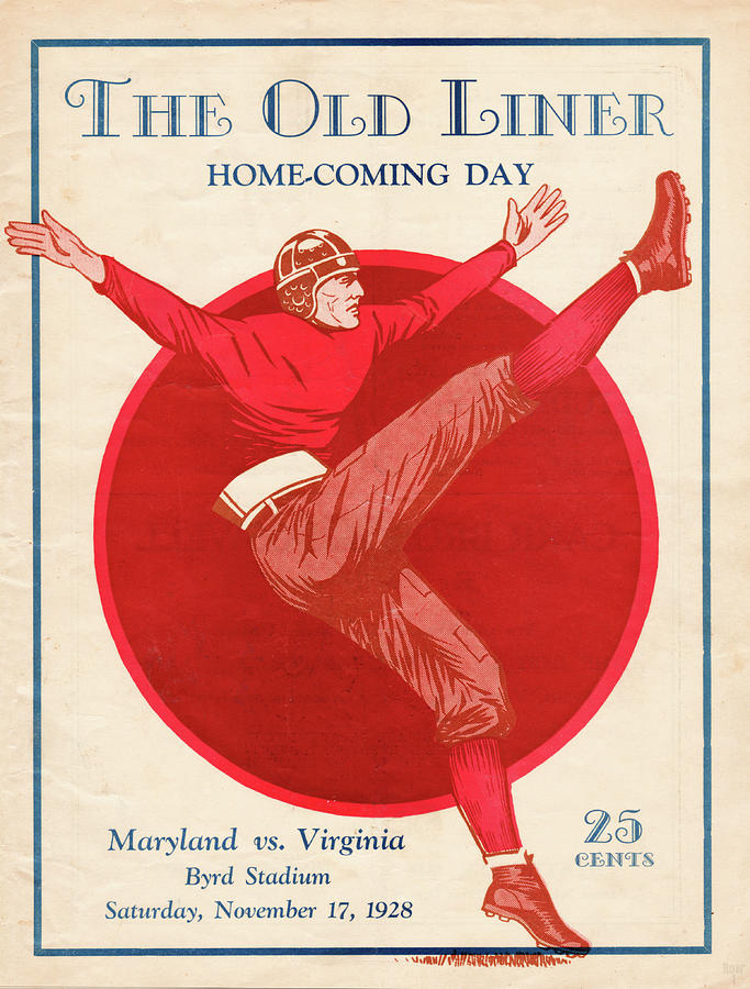 1928 Maryland vs. Virginia Football Program Art Mixed Media by Row One Brand