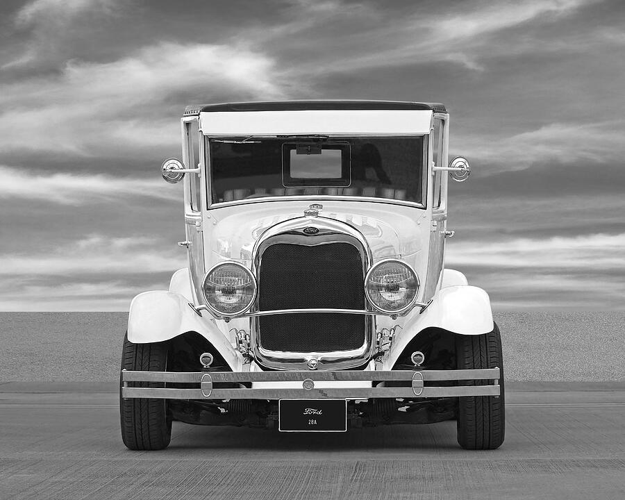 1928 Model A Ford Pickup Truck Black And White Photograph by Gill Billington