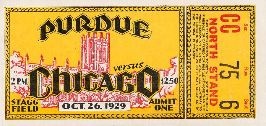 1929 Chicago Maroons vs. Purdue Boilermakers Football Ticket Art Mixed Media by Row One Brand