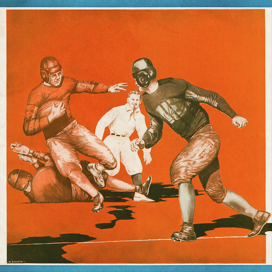 1929 Football Art Mixed Media by Row One Brand