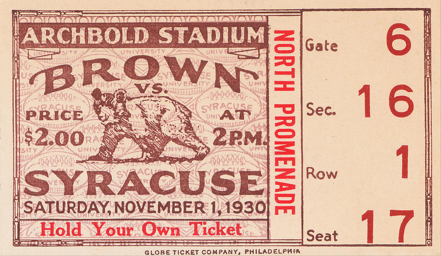 1930 Brown vs. Syracuse Mixed Media by Row One Brand