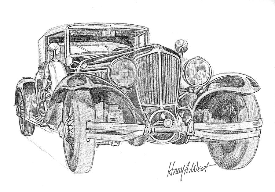 1930 Cord orginal drawing Drawing by Harry West - Fine Art America