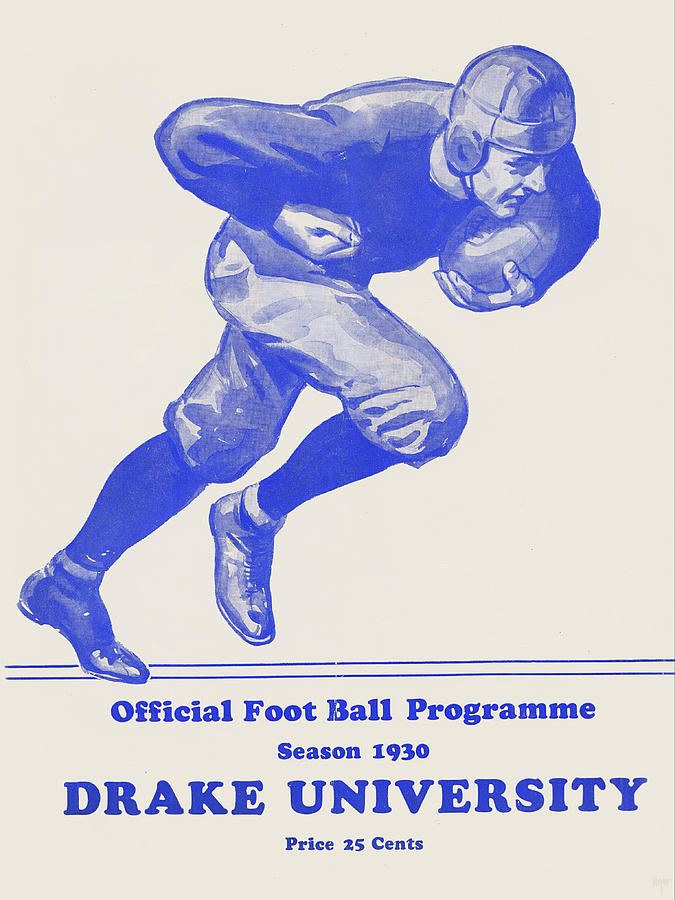 1930 Drake University Football Art Mixed Media by Row One Brand
